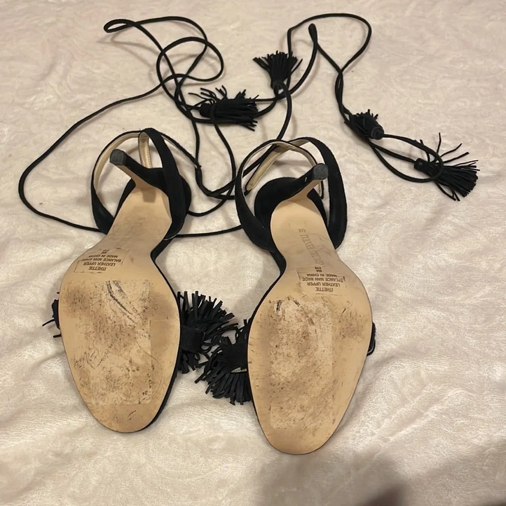 Ann Taylor wrap Pom Pom heels size 6 - Picture 4 of 6